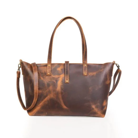 Artizanni Genuine Leather Women's Vintage Tote Bag Classic Bag Designer - Picture 3 of 13